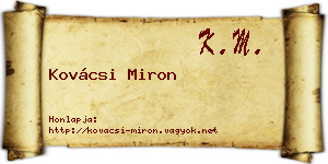 Kovácsi Miron névjegykártya